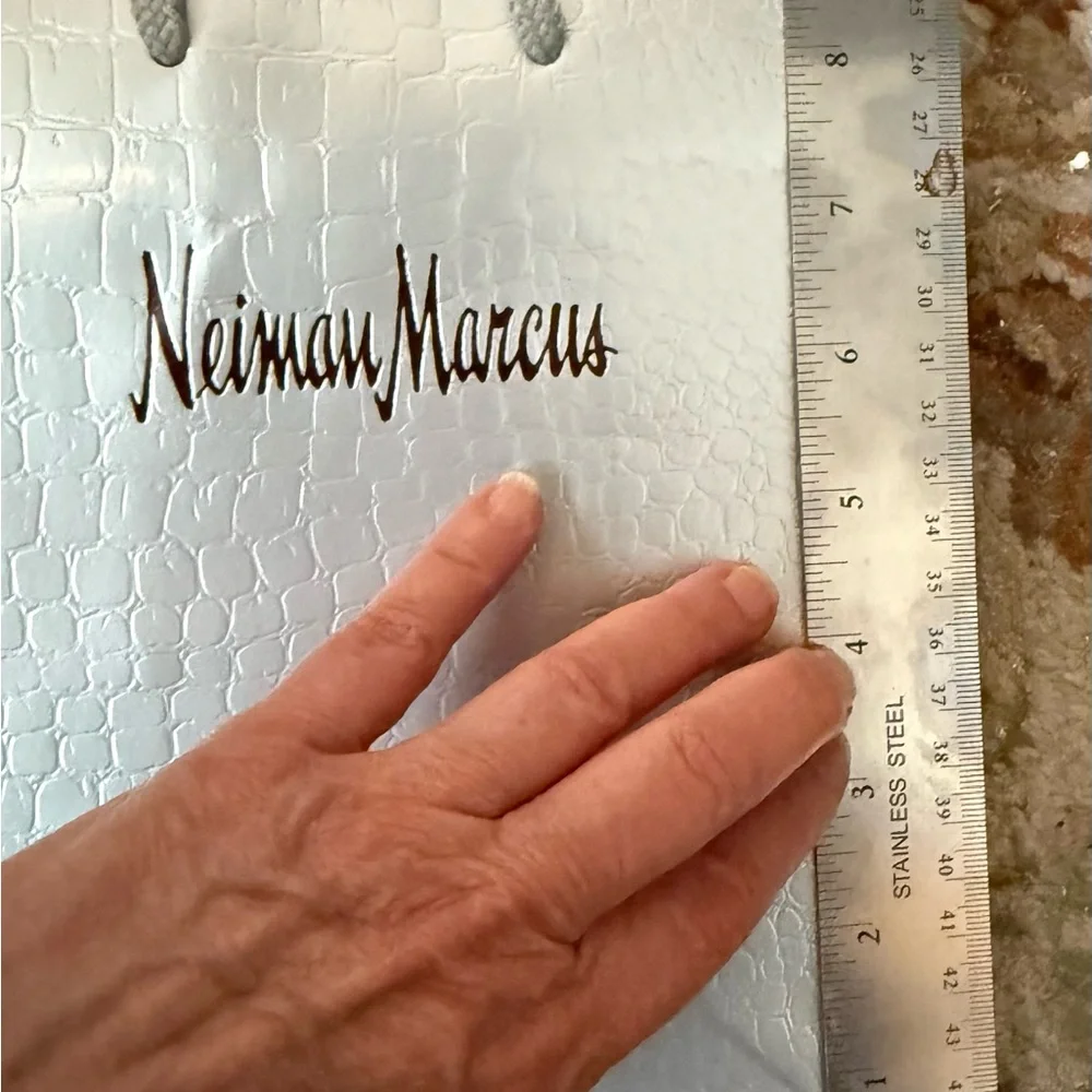 3 Neiman Marcus Empty PAPER Gift Bags Silver croc embossed - special